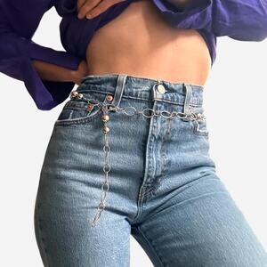 Silver chain link belt statement waist jewelry